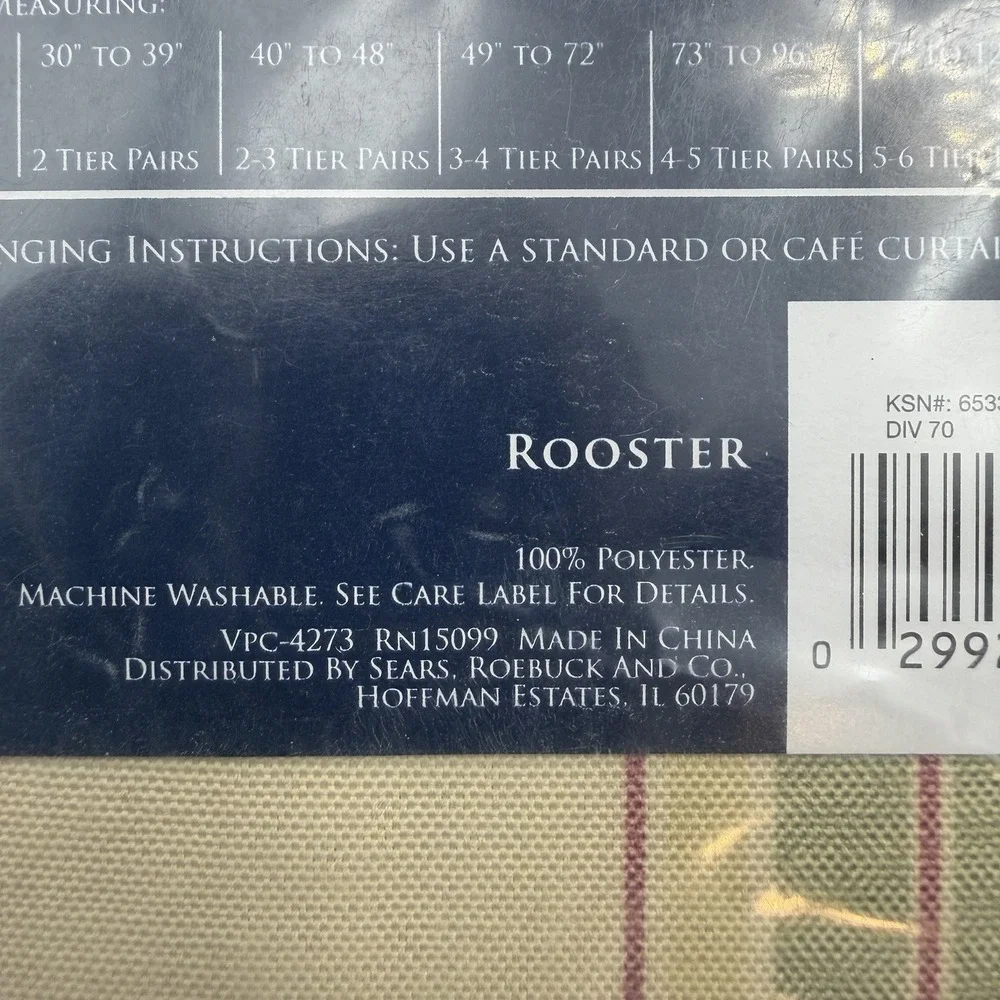 (2) COLORMATE Sears One Tier Pair Cafe Curtains Cottage Granny Core
